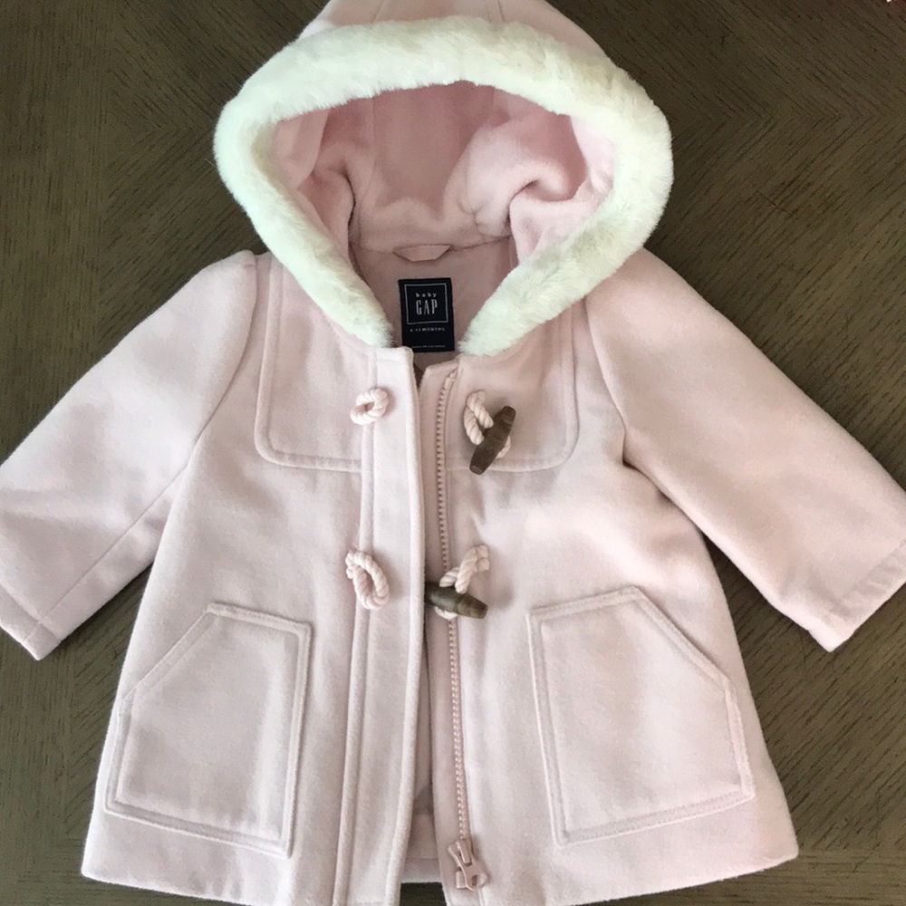 Baby gap pink duffel toggle coat 6-12 months-EUC